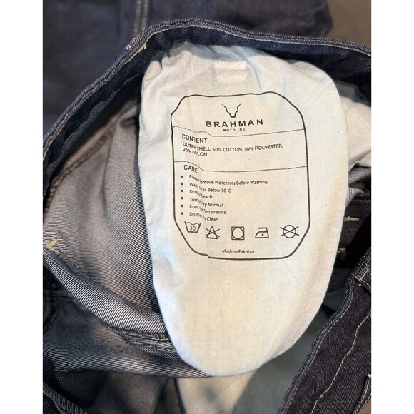 Brahman Mens Jeans Blue Denim Straight Leg Slim Fit Medium Wash Moto Biker 36x32 - Picture 12 of 13